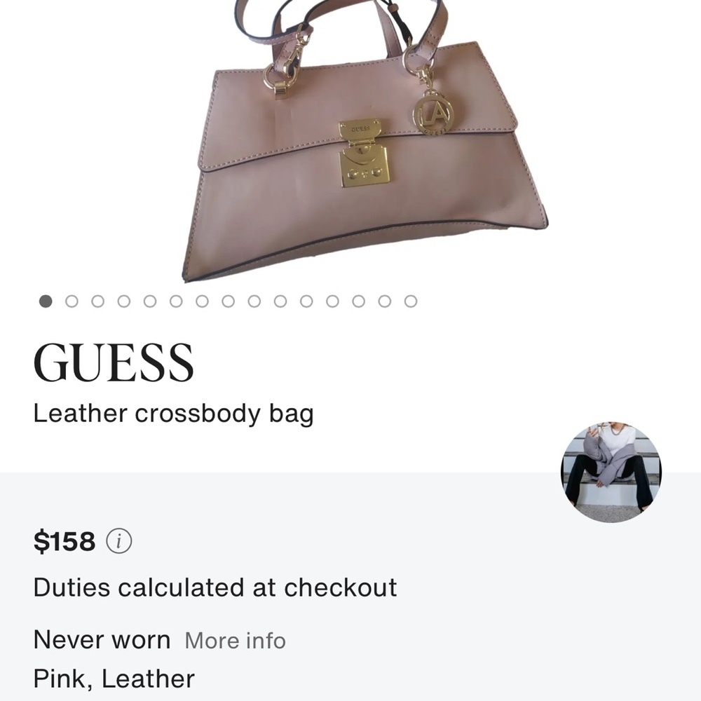 GUESS Blush Pink Leather Top-Handle Crossbody with Gold Hardware
